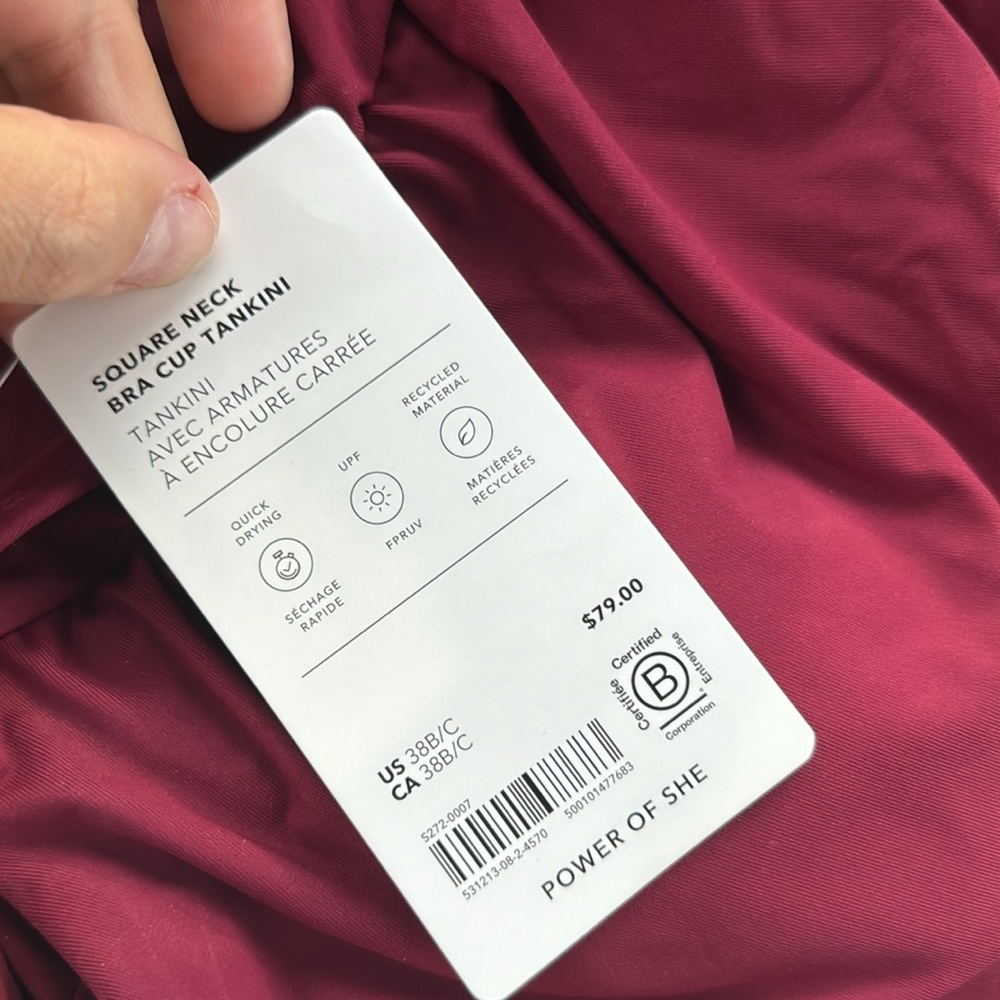 ❤️ Athleta Square Neck Bra Cup Tankini // CoffeeBerry - Picture 8 of 8